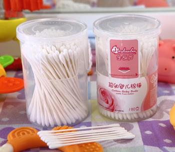 Item No.4006----180 Pcs White Paper Stick Super mini Baby Cotton Buds Packed in PP Can