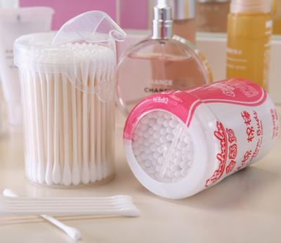 Item No.8002----100Pcs White Paper Stick 100% Pure Cotton Buds Packed in PP Can