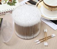 ItemNo:8033----300 Pcs Kraft Paper Stick 100% Pure Cosmetic Cotton Buds Packed in PP Can