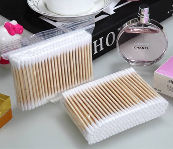Item No: 1010----160 Pcs Wooden Stick 100% Pure Cotton Buds Packed in PP ziplock bag