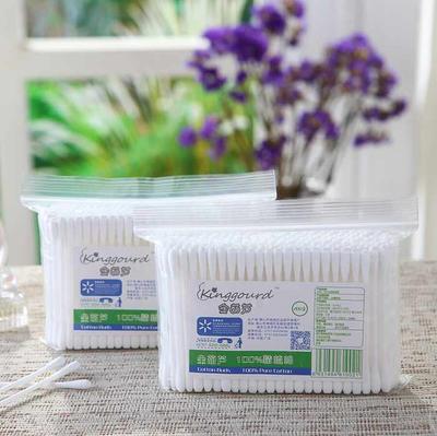 Item No.1002----200 Pcs Of Plastic Stick 100% Pure Cotton Buds Cotton Swabs In PP Ziplock Bags